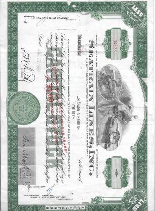 Seatrain Lines Stock Certificate photo