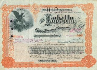 Usa Isabella Gold Mining Company Stock Certificate 1897 Colorado photo
