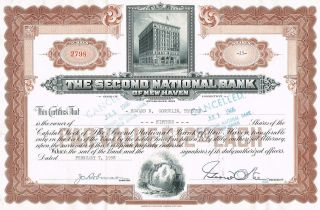 Usa Second National Bank Of Haven Stock Certificate photo