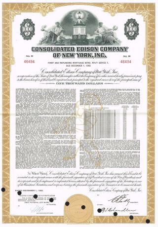Usa Edison Company Of York Bond Stock Certificate Series X photo