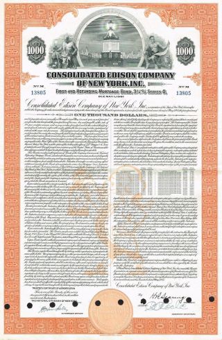 Usa Edison Company Of York Bond Stock Certificate Series G photo