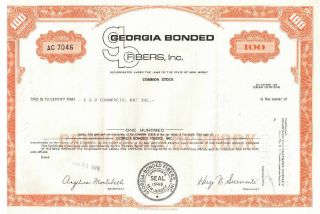 Georgia Bonded Fibers,  Inc.  Stock Certificate Ac7046 photo
