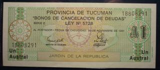 1991 Province Of Tucuman Argentina Garden Of The Republic 1 Austral Bond Sb824 photo