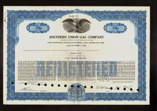 Southern Union Gas Company Texas Tx (now Etp) Old Bond Certificate 1962 photo