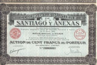 France Mexico 1925 Bond Minning Santiago Anexas Co 100 Fr Uncancelled Coupons photo