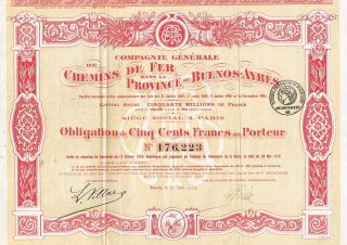 Argentina Buenos Aires Railway Company Stock Certificate 1919 photo