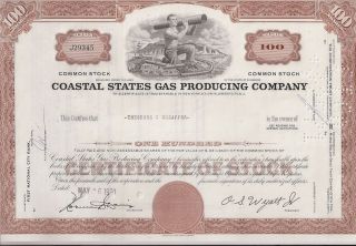 Coastal States Gas Corporation. . . .  1967 Stock Certificate photo