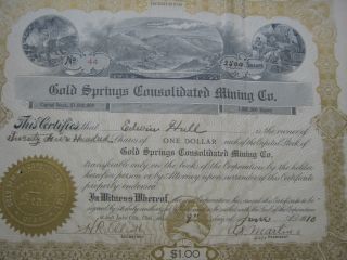 Gold Springs Consolidated Mining Co.  Utah 3 Certificates 1910 Start Low photo