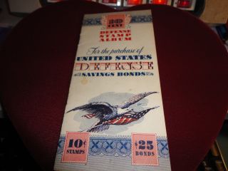 Vtg.  United States War Savings Bond 10 Cent Stamp Album With 5 Ten Cent War Stamp photo