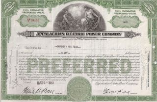Appalachian Electric Power Company. . . . . .  1947 Stock Certificate photo