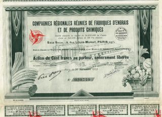 France Fertilizer & Chemical Company Stock Certificate 1933 photo