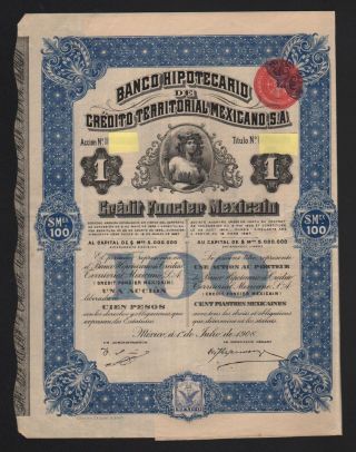 Banco Hypotecario De Credito Territoral Mexicano 1908 photo