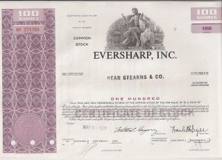 Eversharp Inc. . . . .  1970 Stock Certificate photo