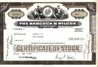 Babcock & Wilcox Company Nj 1972 Stock Certificate photo