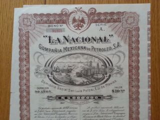 La Nacional Compania Mexicana De Petroleo San Luis Potosi Mexico 50 Coupons 1916 photo