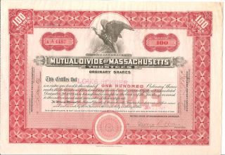 Mutual Divide Of Massachusetts 1922 100 Shares Stock Certificate photo