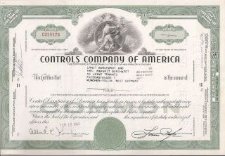 Controls Company Of America. . . . .  1959 Stock Certificate photo