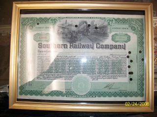 Southern Railway Company Common Railroad Stock Certificate In Euc photo