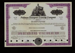 Pullman Transport Leasing Railcar Railroad (now Itel Ge Leasing) Old Bond photo