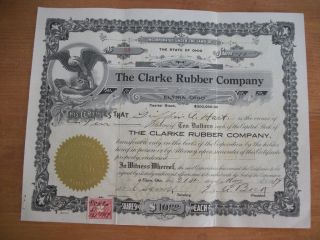 1919 Clarke Rubber Company,  Elyria,  Ohio Certificate photo