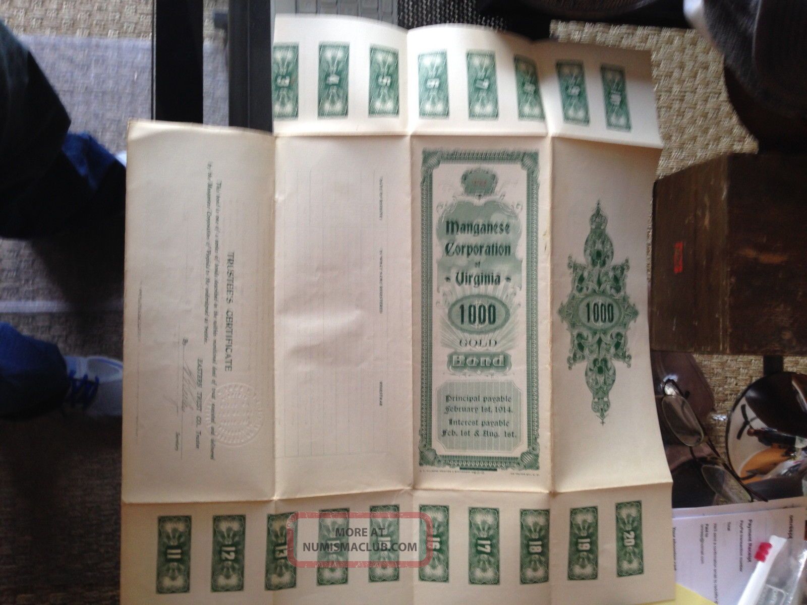 Vintage Antique $1000 Gold Bond Certificate Vintage Antique $1000 Gold Bond Certificate