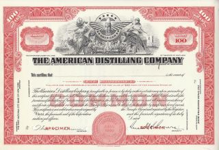 1933 American Distilling Company Specimen Stock Certificate Red Rare Brewery photo