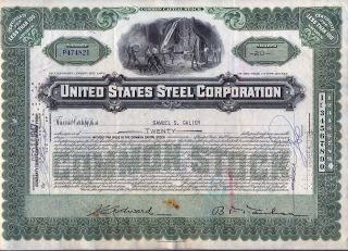United States Steel Corporation Stock Certificate Us Jersey photo