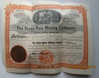 1903 Stock Silverton Colorado Stony Pass Mining Company 100 Shares photo