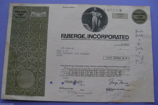Stock Certificate For Faberge,  Incorporated photo