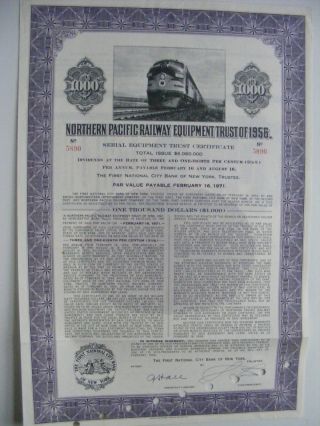 Northern Pacific Railway Equipment Trust Of 1956 Bond photo