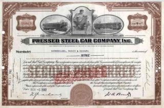 1941 Pressed Steel Car Co Stock Certificate photo