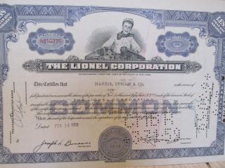 The Lionel Corp.  Stock Certificate Dated Feb,  1959 photo