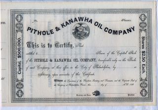 Pithole & Kanawha Oil Company Stock Certificate Philadelphia Pennsylvania Gas photo