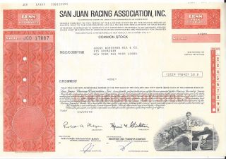 San Juan Racing Association Inc. . . . . . .  1980 Stock Certificate photo