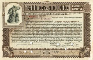 Baltimore And Ohio Railroad Company - Common Stock Certificate - Issued 1899 photo