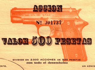 Legendary 1919 San Sebastian Spain Gun Maker Bond Star Pistol Vignette Cv $500 photo