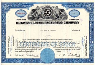 Stock Certificate - Rockwell Manufacturing Company 1964 photo