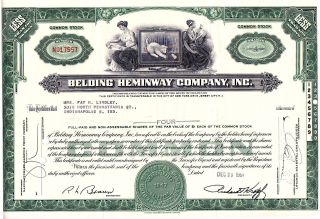 Stock Certificate - Belding Heminway Company Inc - 1964 photo