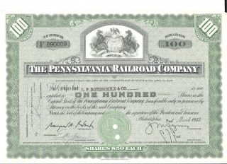 1955 (3/2) Stock Certificate The Pennsylvania Railroad Co.  100 Shares F 690009 photo