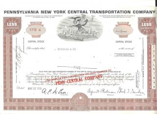1968 (5/27) Stock Certificate Pennsylvania York Central Transportation Co. photo