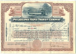 Philadelphia Rapid Transit Company Stock Certificate Railroad Pennsylvania photo