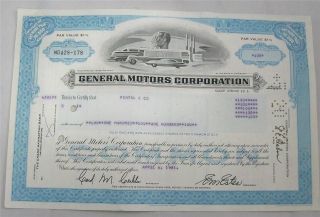Vintage Cancelled Stock Certificate General Motors Corp.  1981 photo