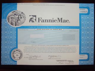 Fannie Mae Stock Certificate photo