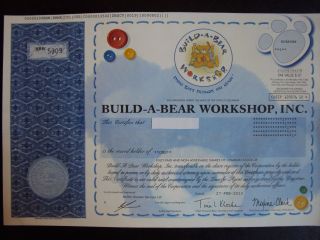 Build - A - Bear Workshop Stock Certificate photo