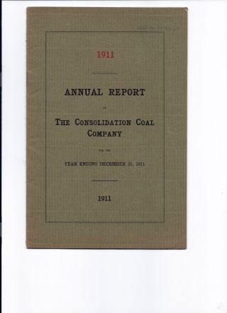 1911 Consolidation Coal Company Annual Report photo