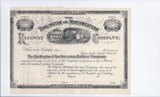 Old Railroad Stock Certificate - The Burlington And Northwestern Railway photo