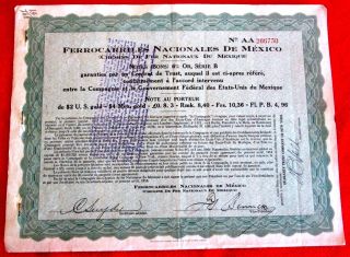 National Railways Of Mexico 6% Secured Gold Note Series B Coupons 1914 T2u photo
