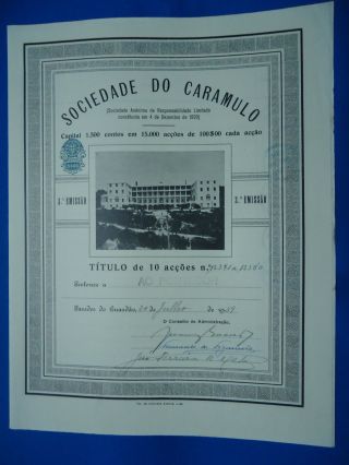 Portugal Share Sociedade Do Caramulo 1000 Escudos 1939 Look Scans photo