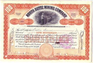 North Butte Mining Company Stock Certificate Orange Minnesota photo