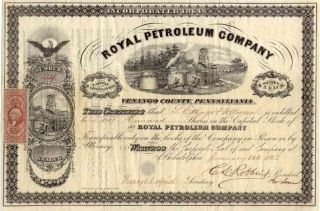 1865 Royal Petroleum Co Stock Certificate - Venango County Pa photo
